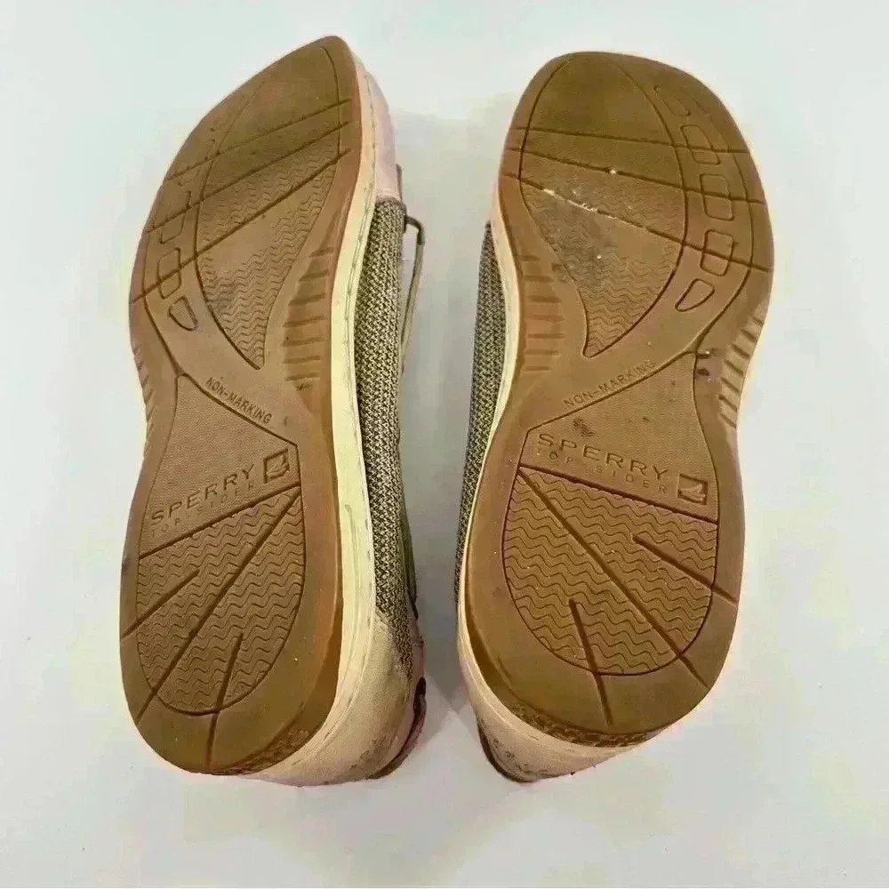 Sperry womens flats size 8.5 pink tan leather boat shoes preppy nautical